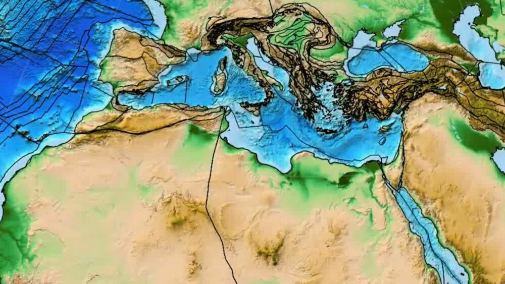 Continente Gran Adria en el Mediterráneo